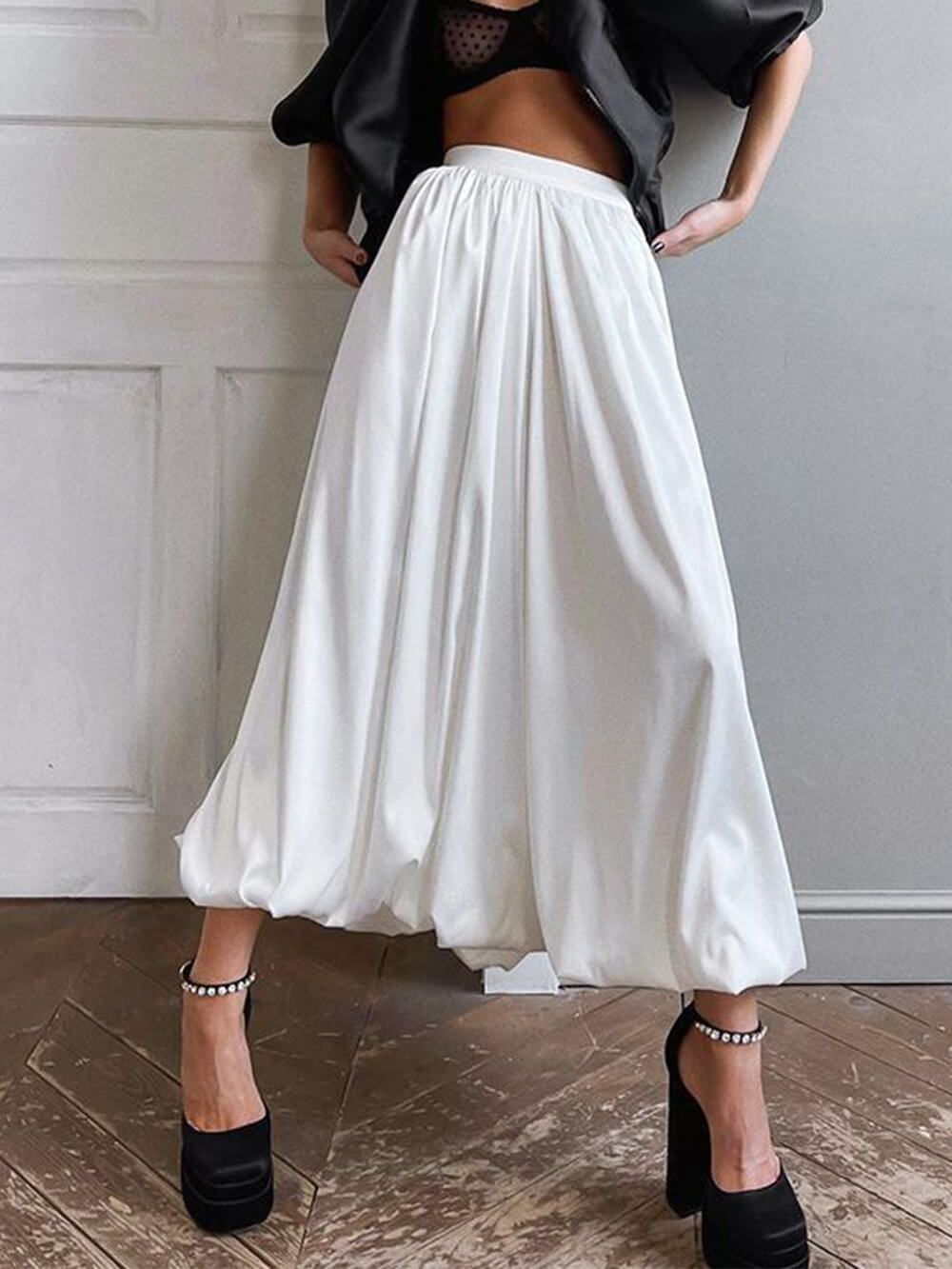 Jupe trapèze taille haute française