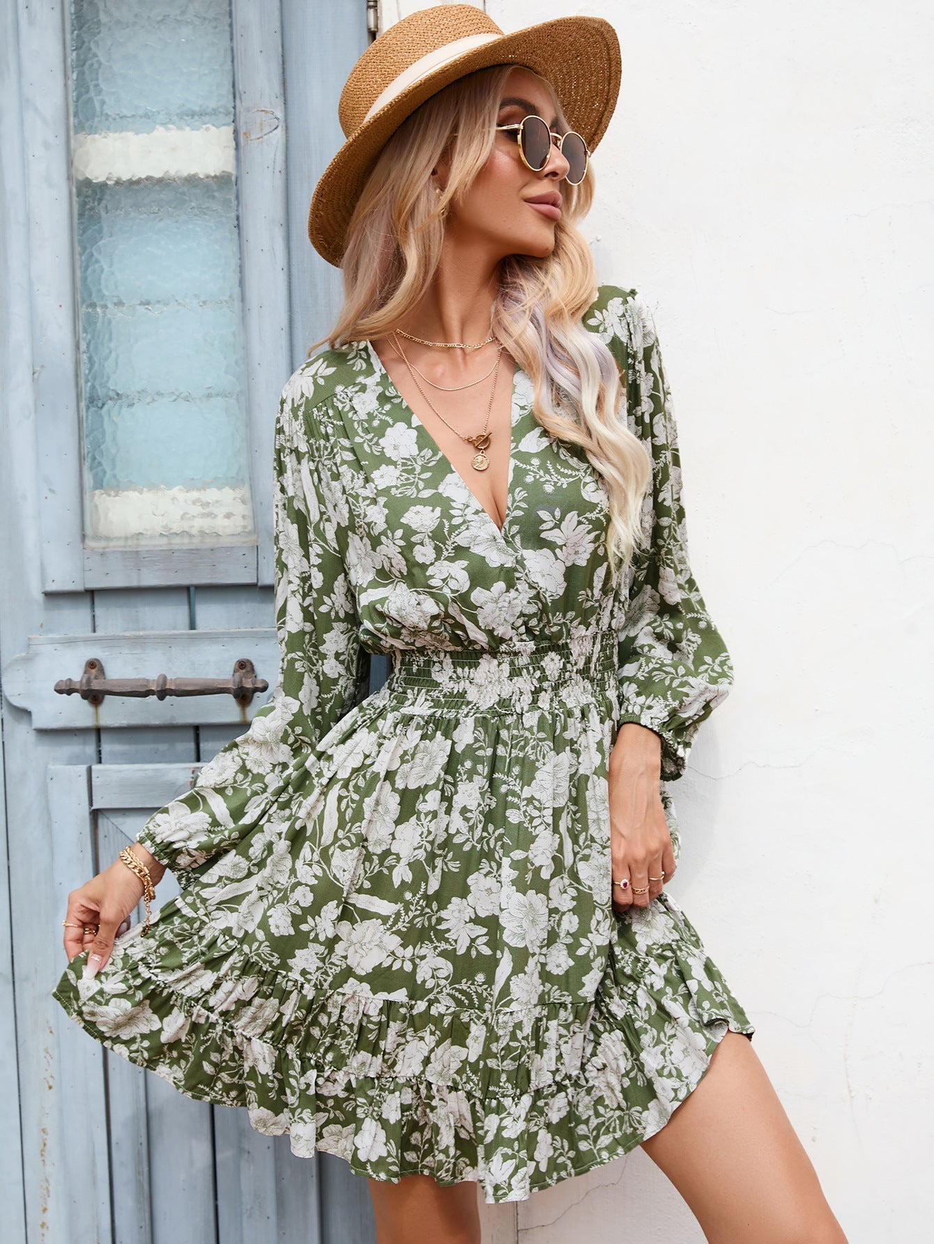 Kleid mit weichem französischem Druck
