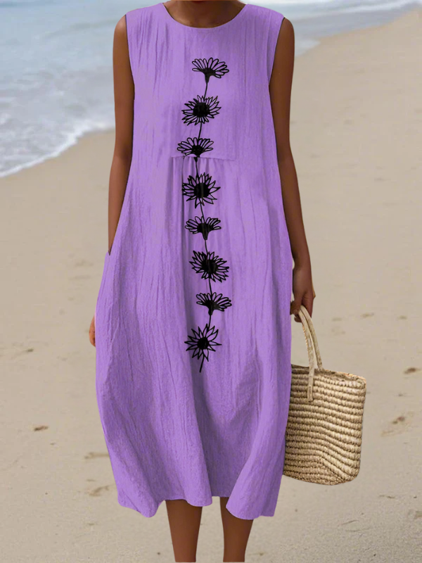 Emma | Purple Floral Midi Dress