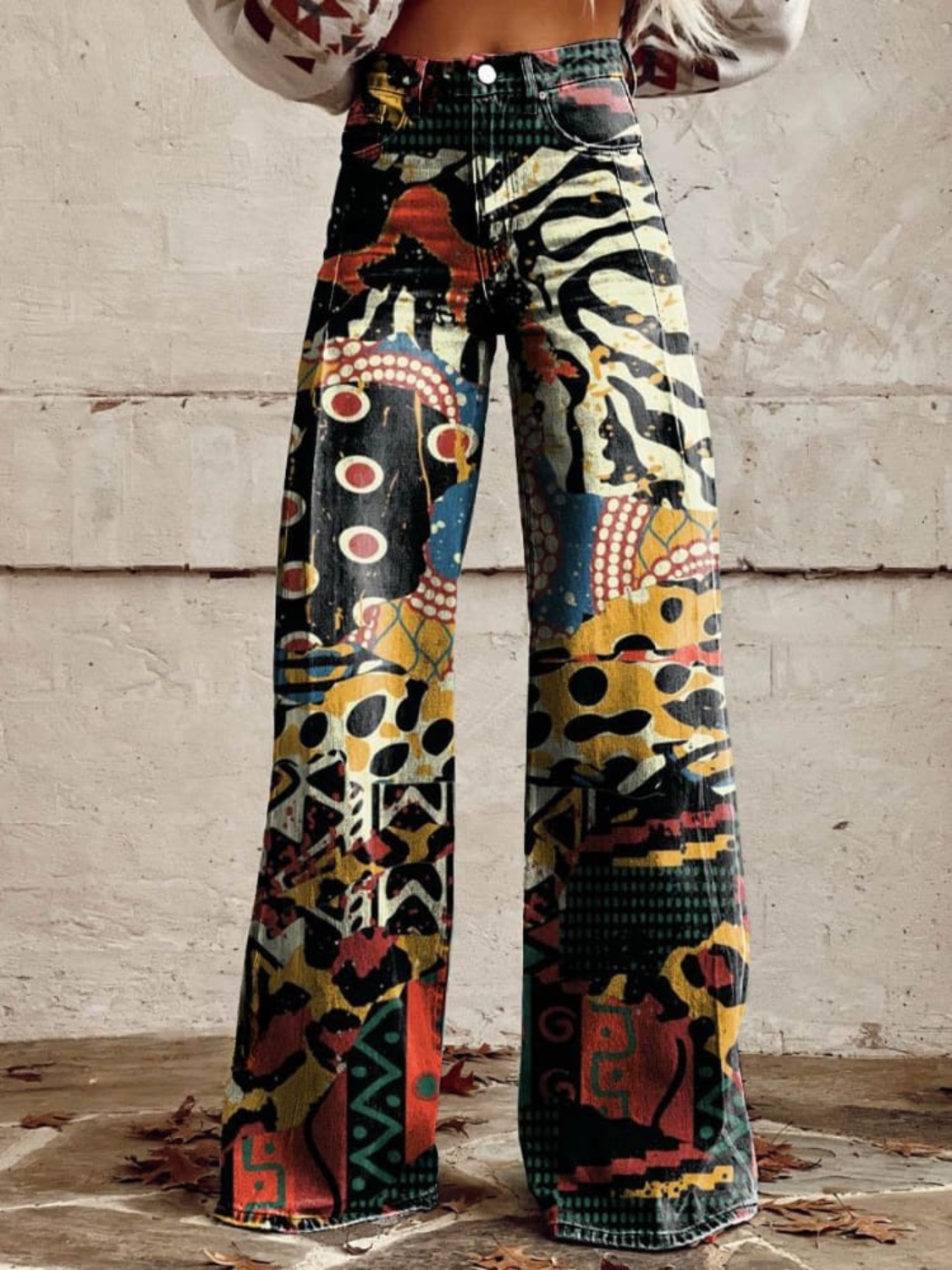 ÉLODIE | Wide Pants with Elegant and Bold Artistic Pattern
