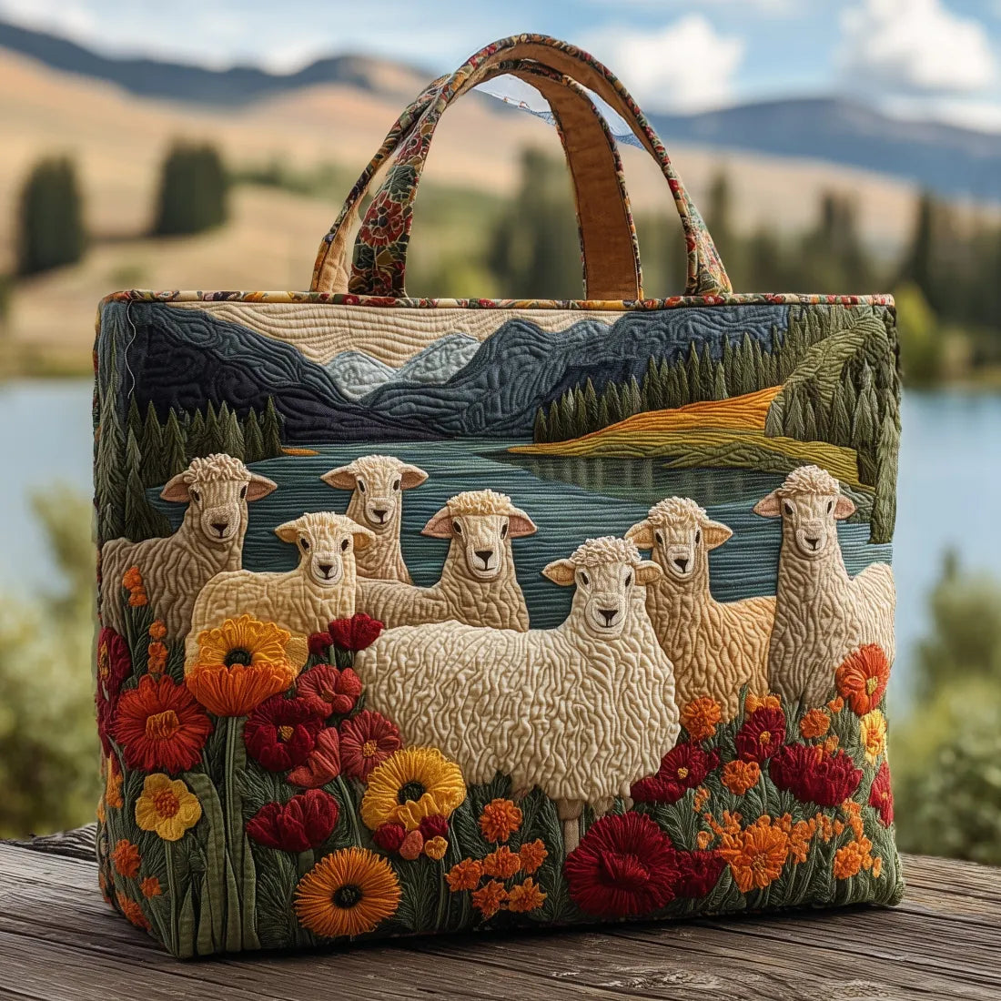 Artisanal Bag - Sheep Near the Lake