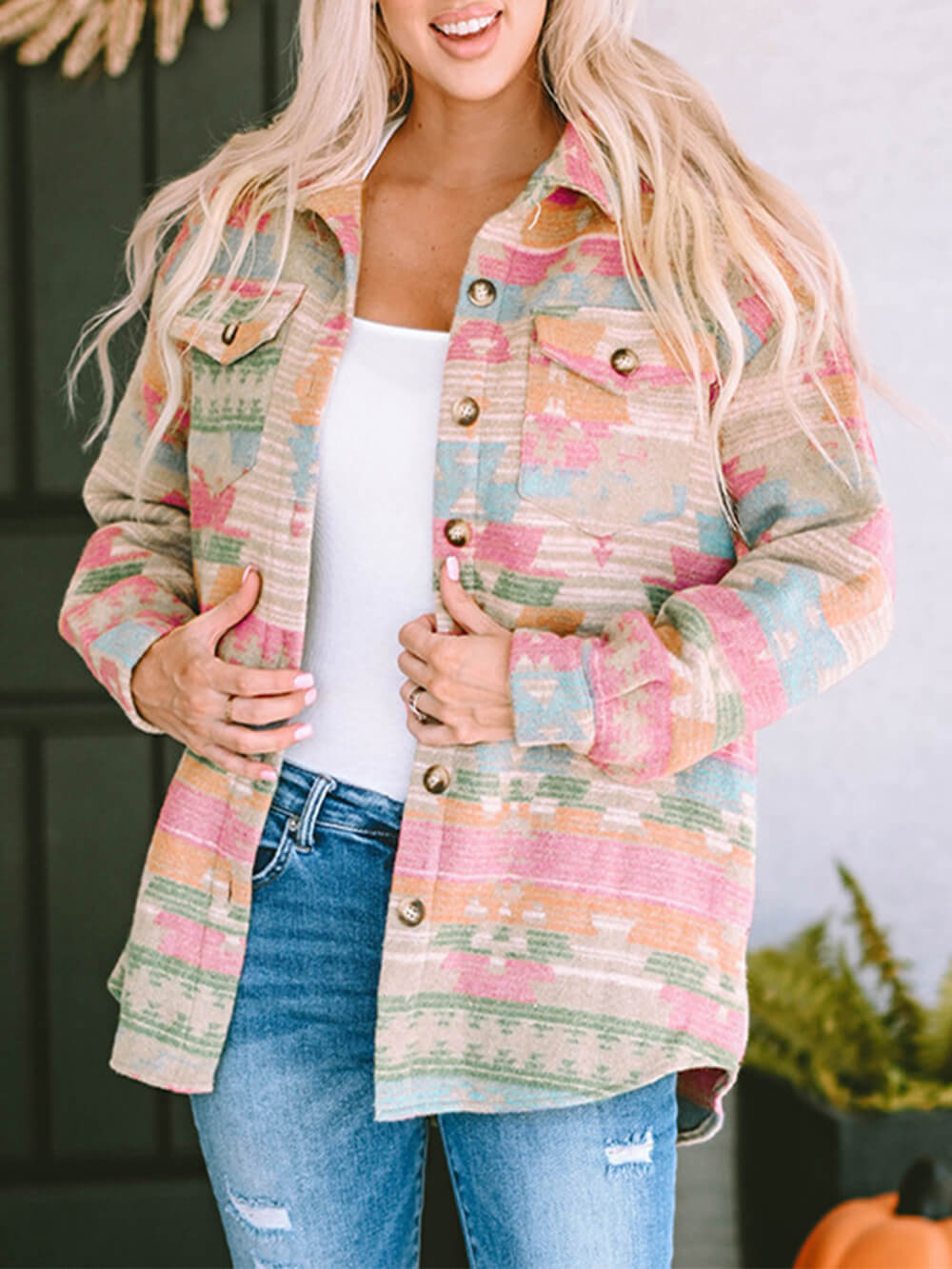 Oversized Checked Multicolor Jacket