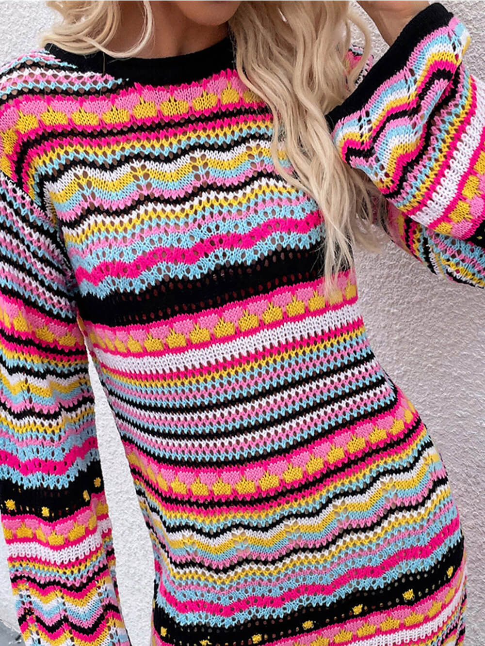 Streifen-Pulli in mittellanger Länge