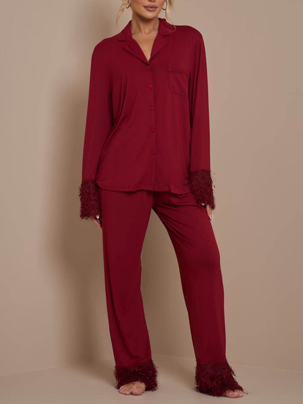 Pyjama-Set mit Pompons und Patchwork