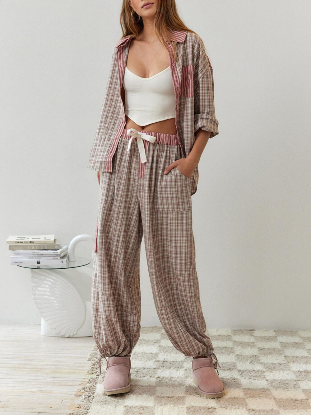 Pyjama-Set rosa weit