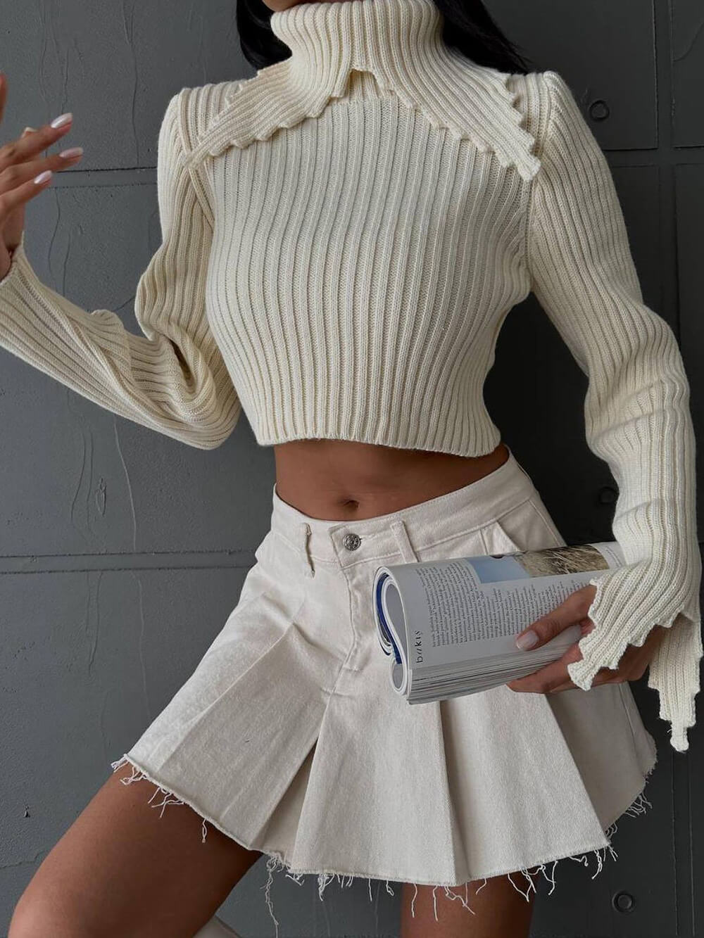 Pulli mit langem Kragen