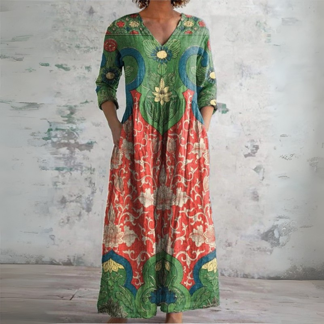 LYRA | Vintage Floral Maxi Dress for Timeless Grace and Comfort