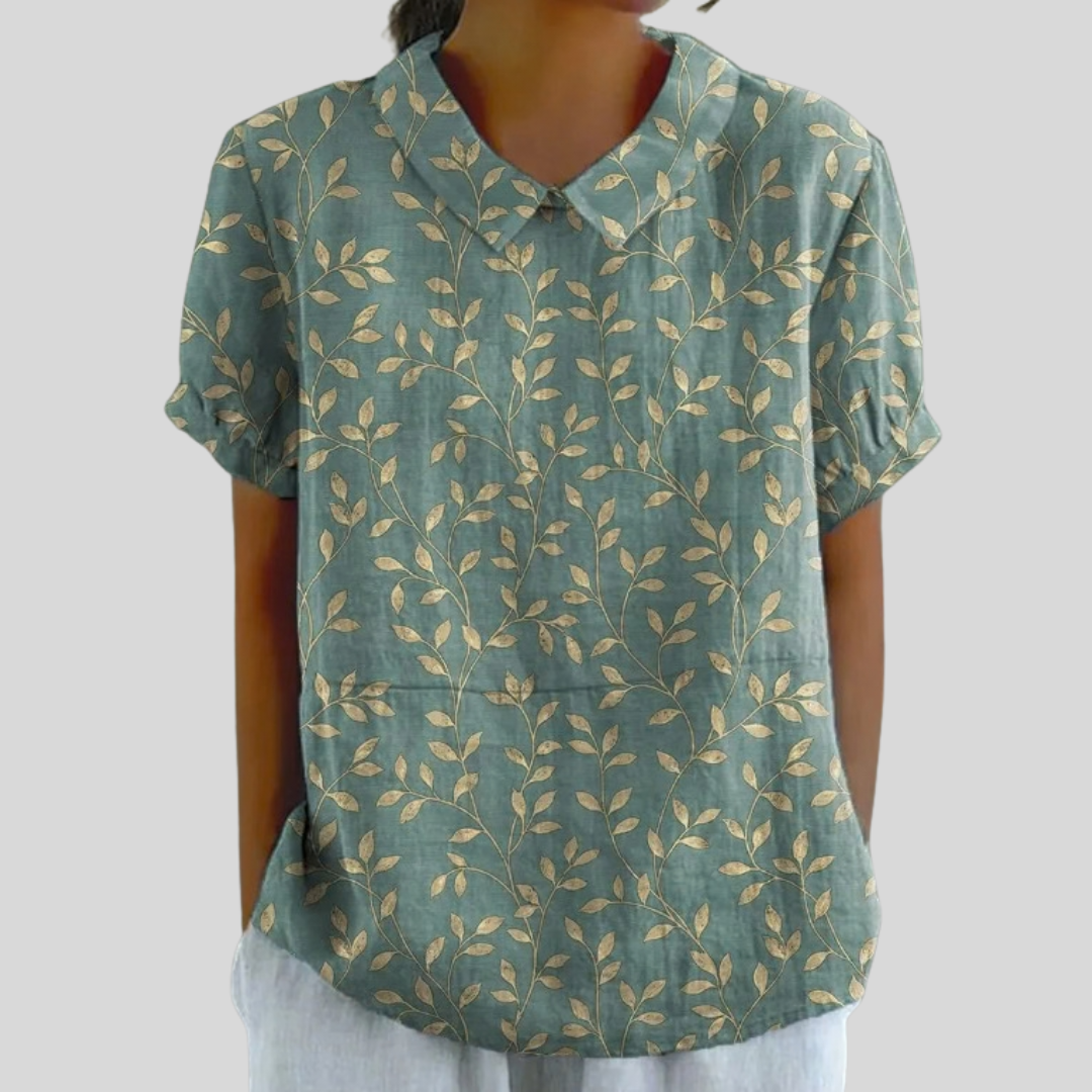 Valentine™ | Elegant Leaf Print Blouse