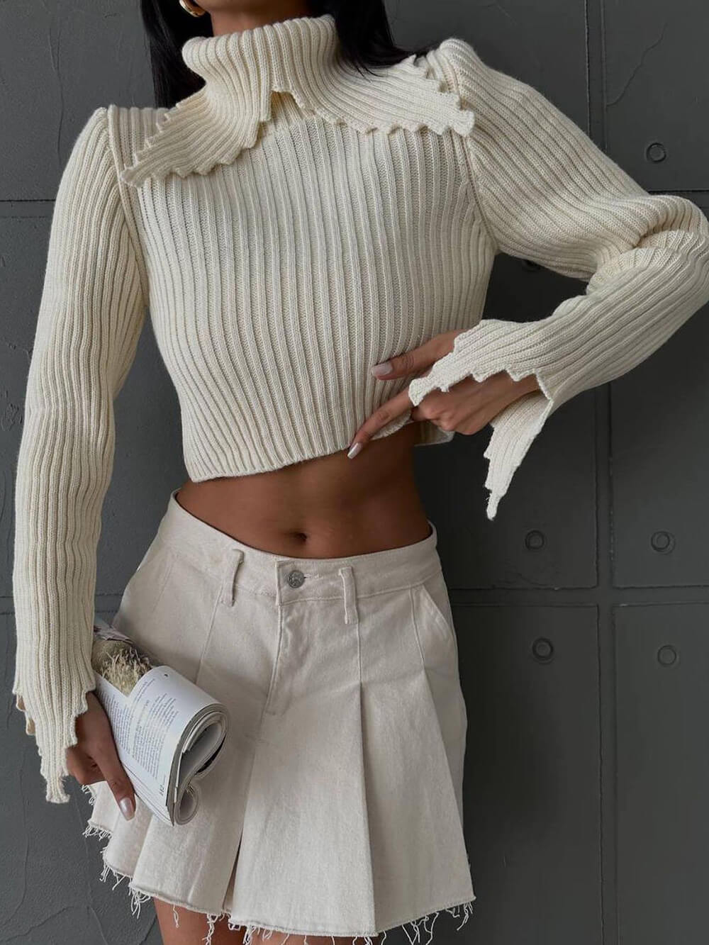 Pulli mit langem Kragen