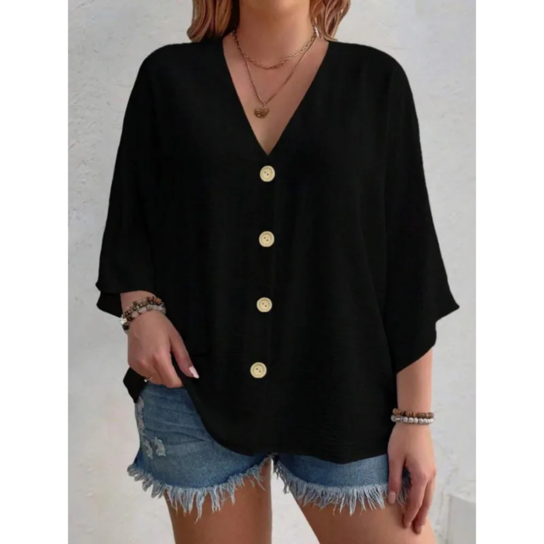 Dorothy™ | Elegant V-Neck Buttoned Top