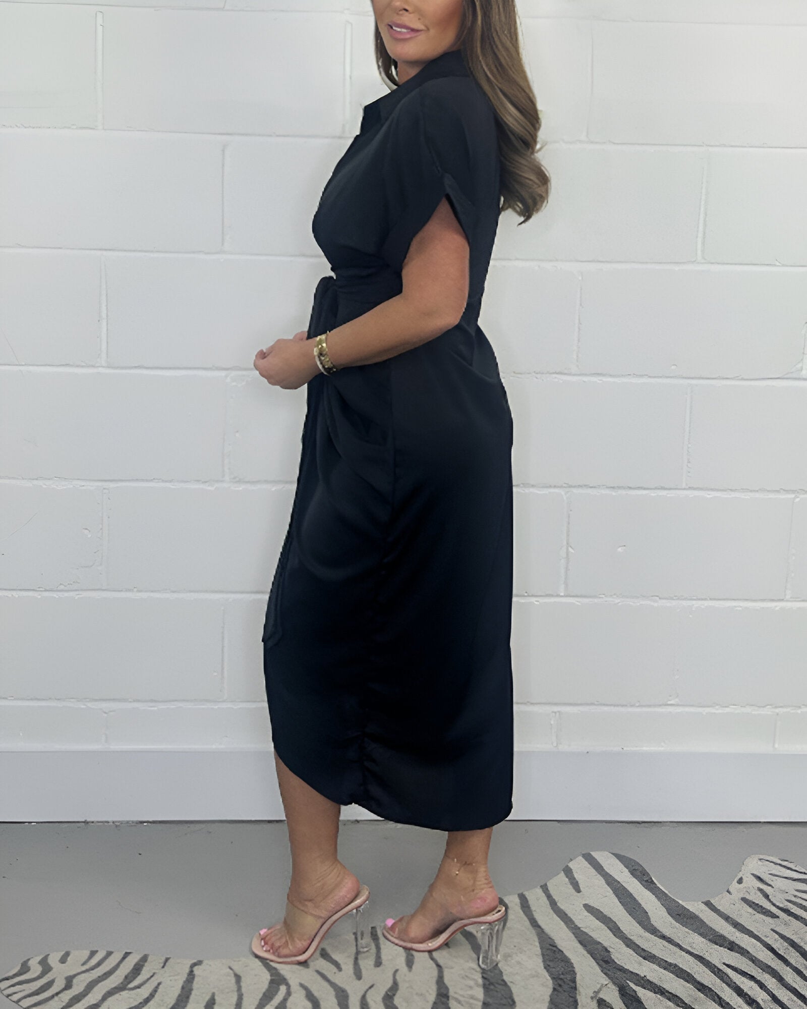 CARLA | Shirt Dress with Bow and Ruffled Hem for Everyday Elegance