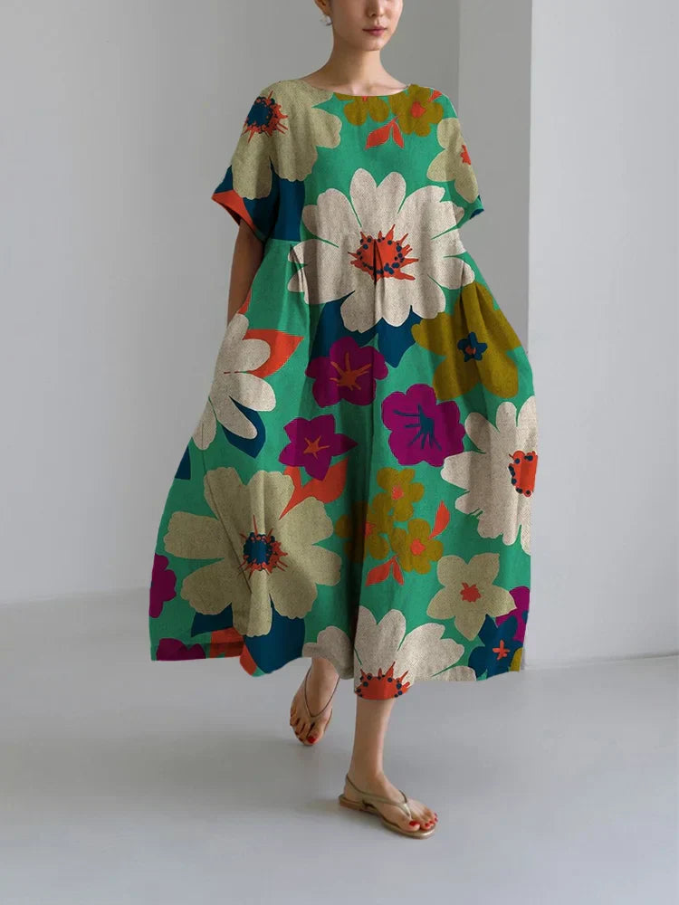 VITTORIA | Midi Dress with Bold Floral Pattern and Light Comfort for Lively Days