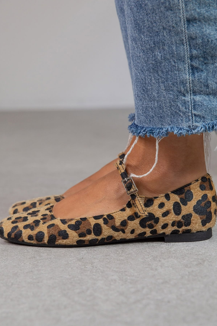 ANIMAL PRINT BALLET FLAT WITH STRAP