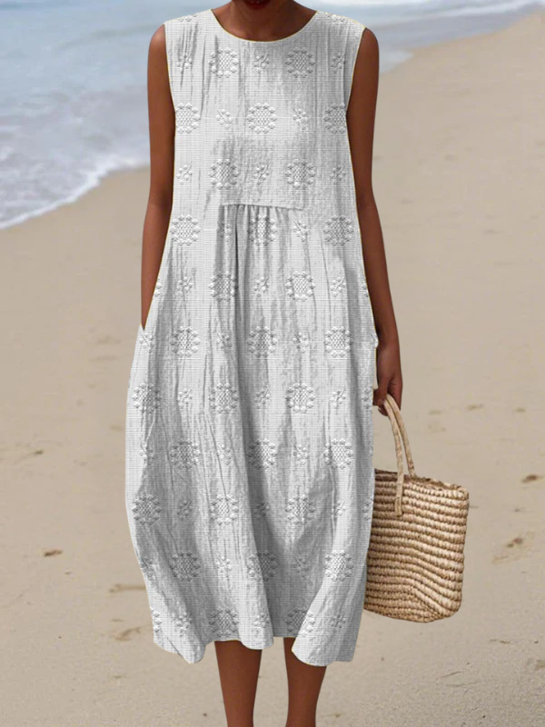 Lucille | Embroidered Floral Midi Dress