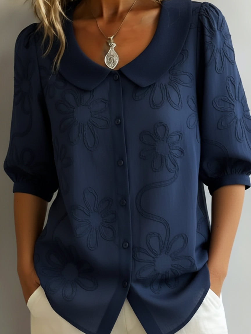 LUNA | Collared Long-Sleeve Blouse for Soft Feminine Style