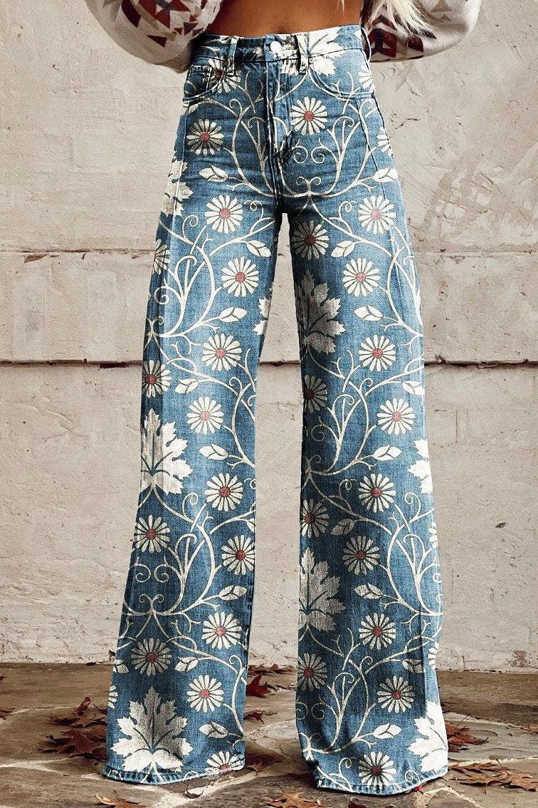 Margherita | Elegant Boho Pants with Floral Pattern