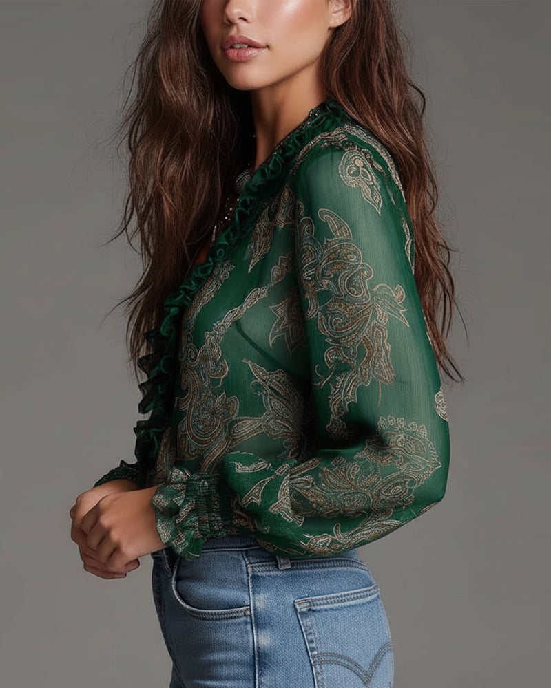 Katie™ | Refined Blouse with Half-Zip and Ruffles