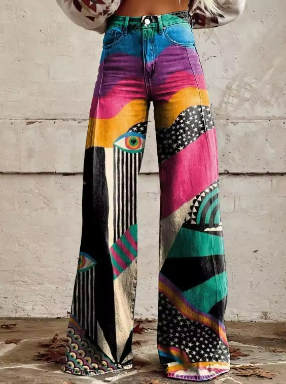 TALIA | Boho Flared Pants with High Waist and Artistic Festival Look
