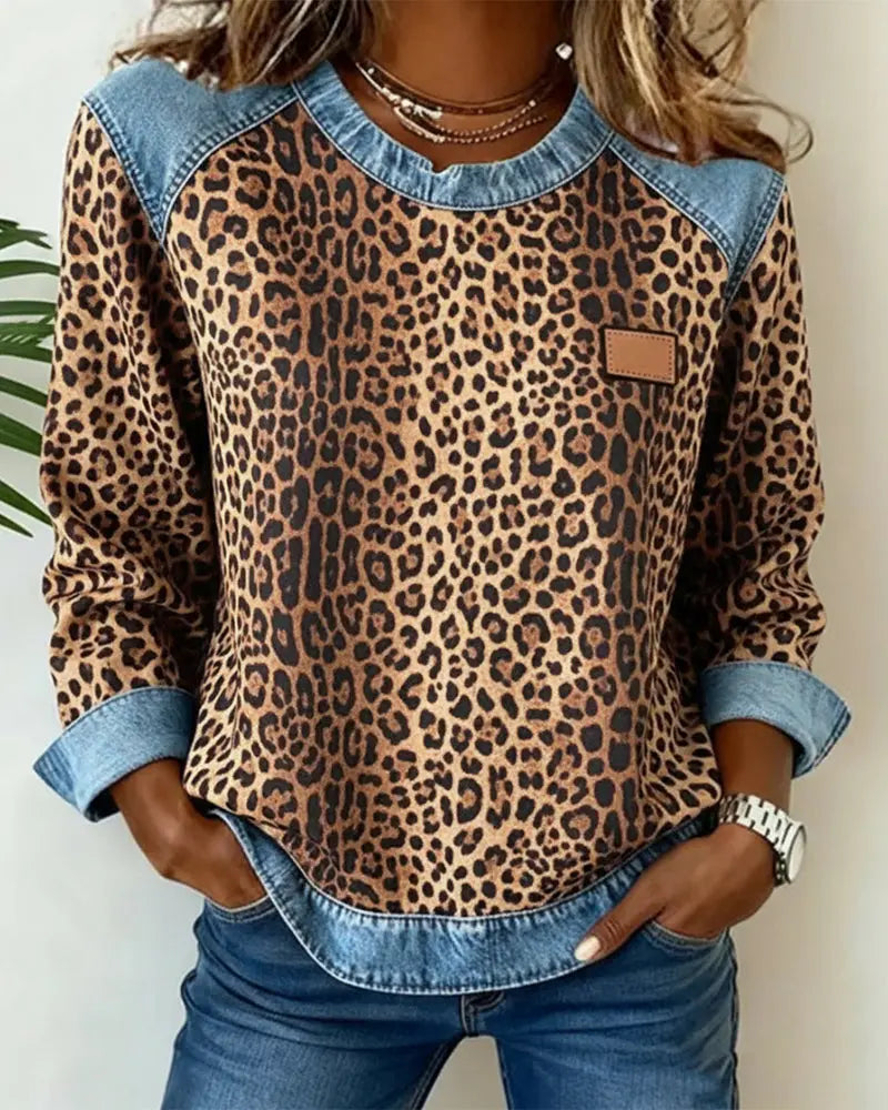 Esmée | Leopard Patchwork Sweater with Flattering Fit and Daily Comfort