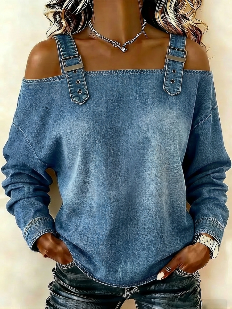 Nadege™ | Sleeveless Denim Shirt
