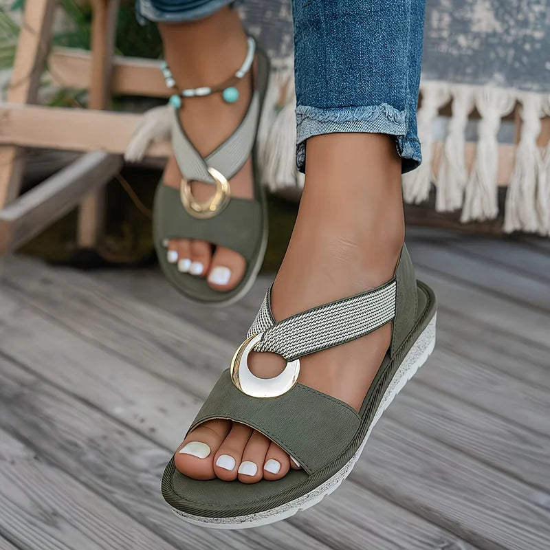 SUMMIT | Flat Sandals with Gold Ring Detail for Everyday Comfort