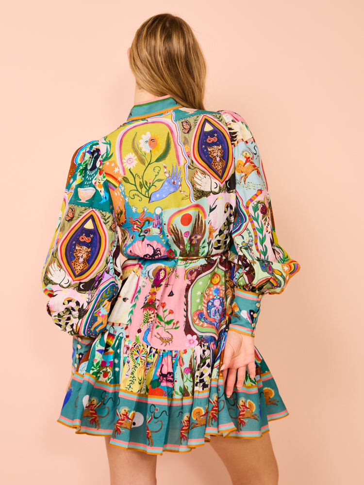 Lässiges Minikleid mit Graffiti-Print Evergreen