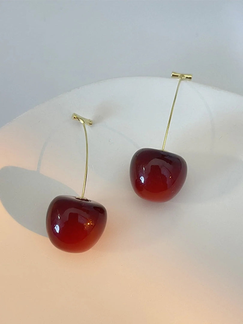Blood Red Cherry Earrings, Y2K Jewelry, Y2K, Coquette, Lightweight, White Elephant Gift, Galentine's Party, Cute Earrings