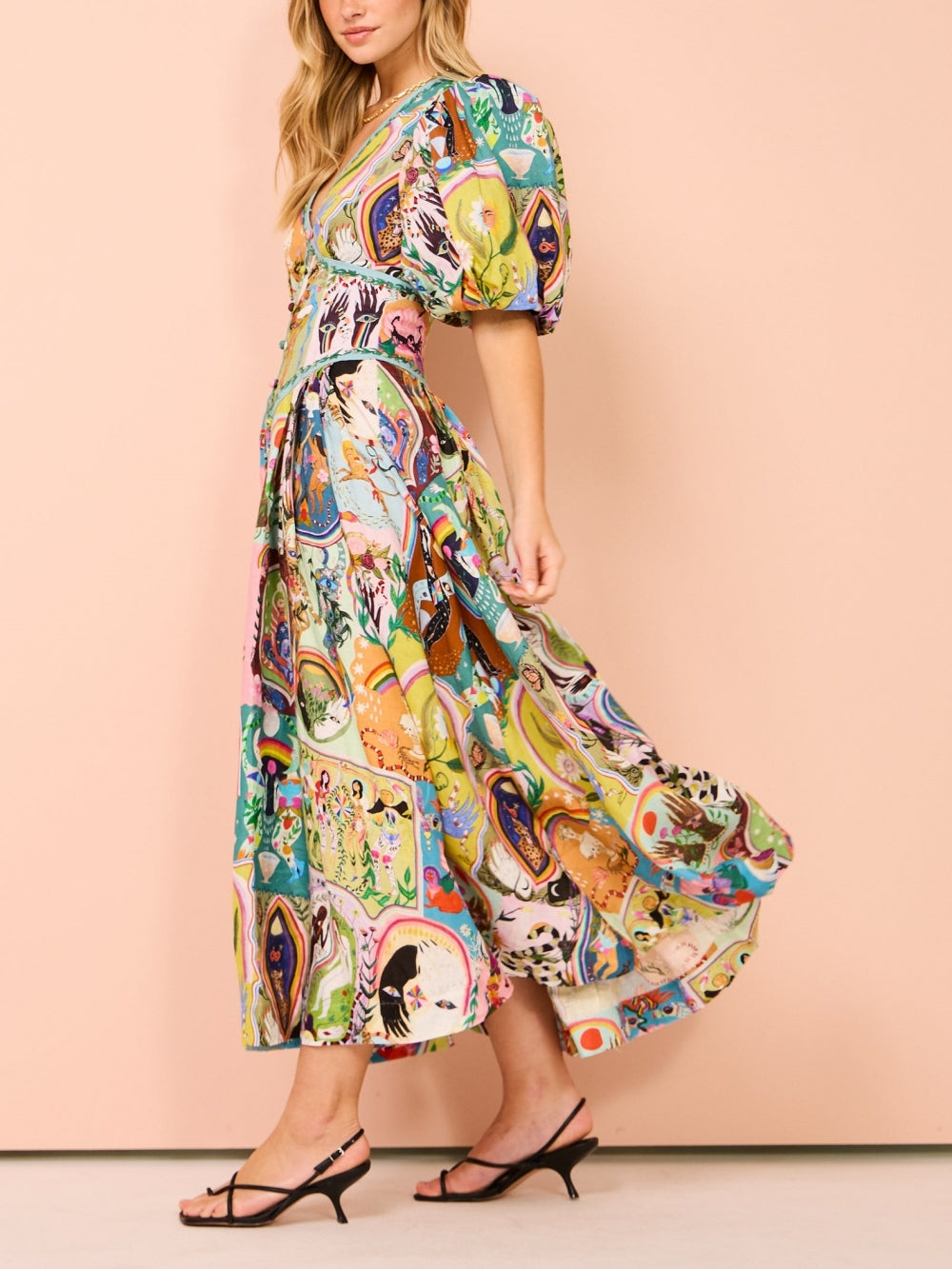 Lässiges Midikleid mit Graffiti-Print Evergreen
