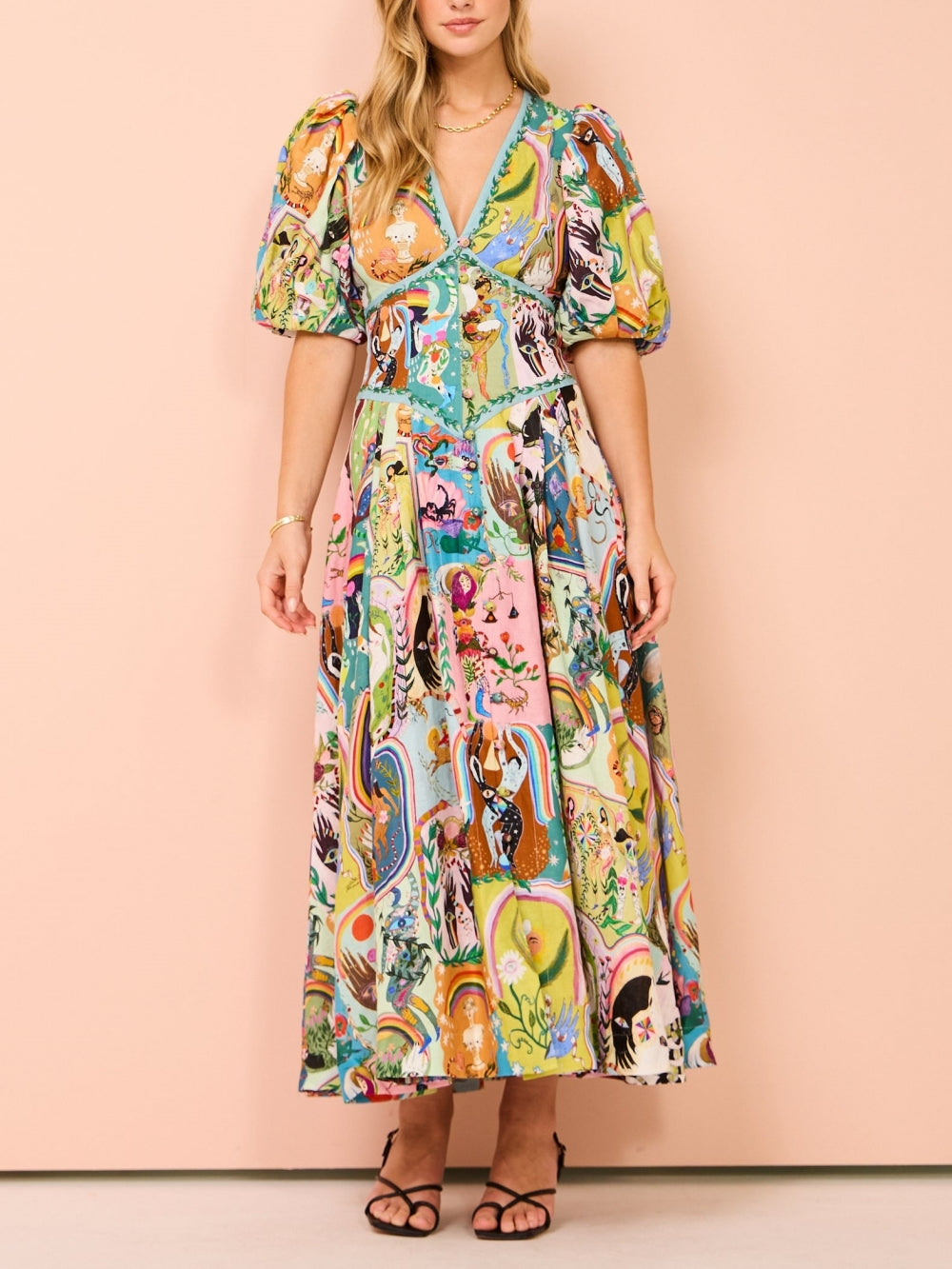 Lässiges Midikleid mit Graffiti-Print Evergreen
