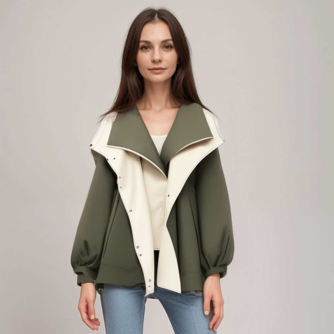 Zweifarbige wind- und wasserabweisende Jacke