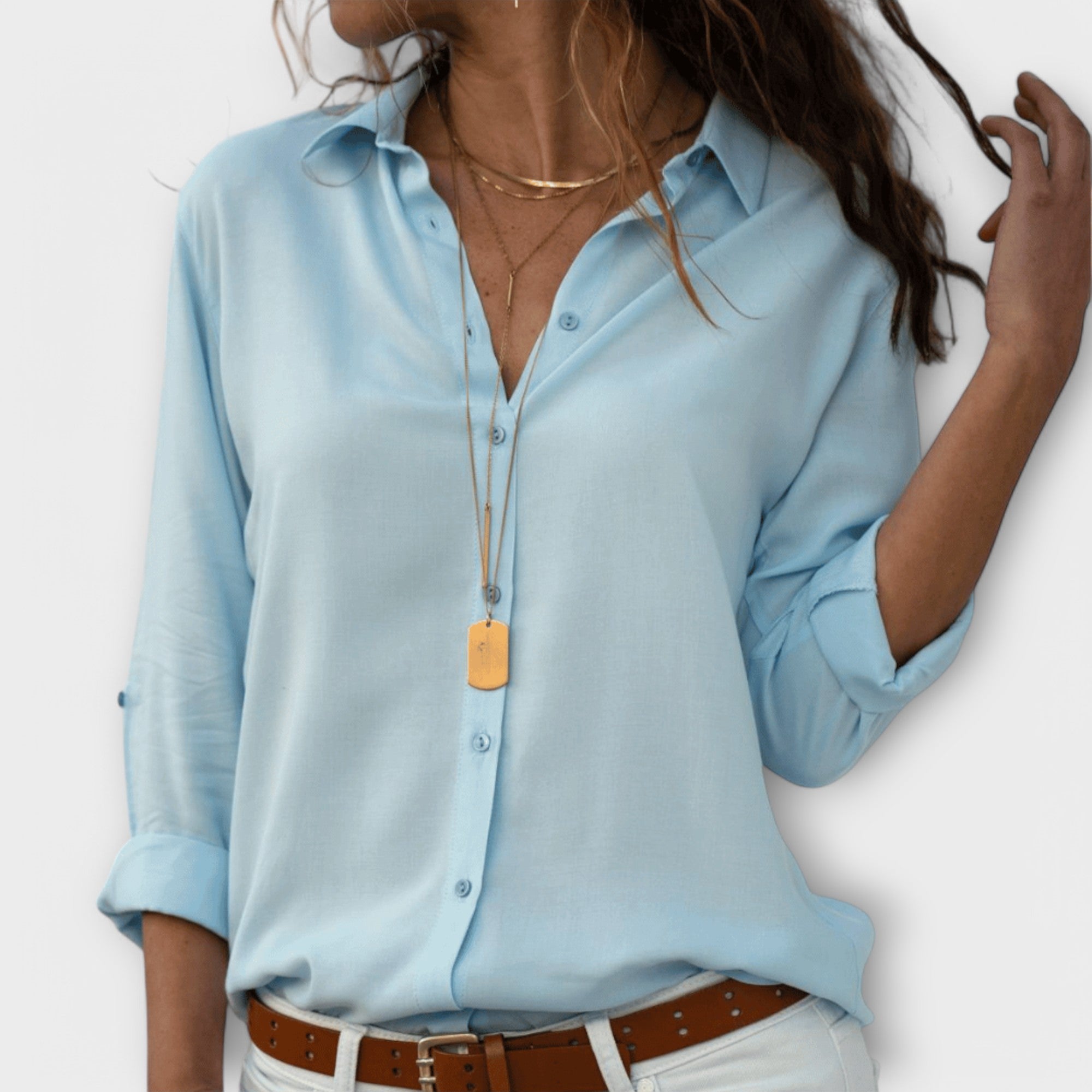 HARPER | White Blouse with Button Front and Long Sleeves for Effortless Elegance