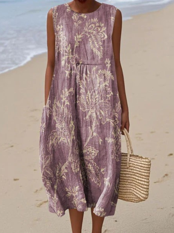 Mia | Purple Floral Midi Dress