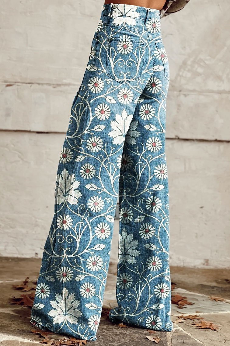Margherita | Elegant Boho Pants with Floral Pattern