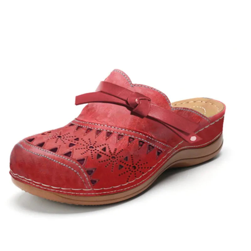 Zoey | Cutout Wedge Clogs with Bow Detail and Arch Support