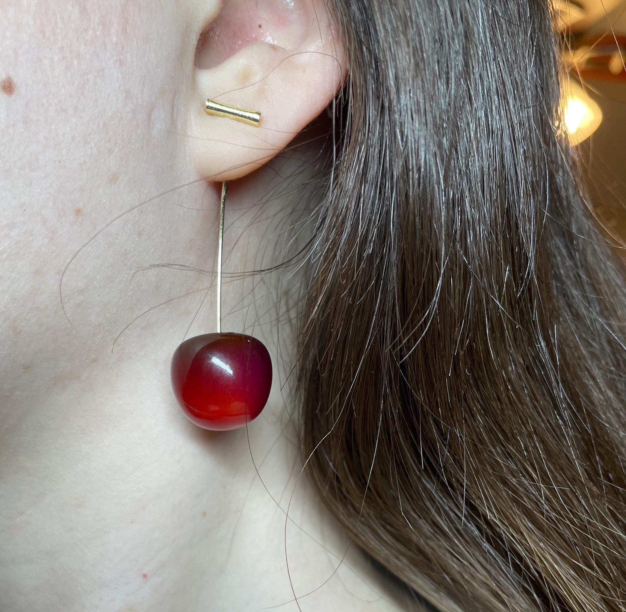 Blood Red Cherry Earrings, Y2K Jewelry, Y2K, Coquette, Lightweight, White Elephant Gift, Galentine's Party, Cute Earrings