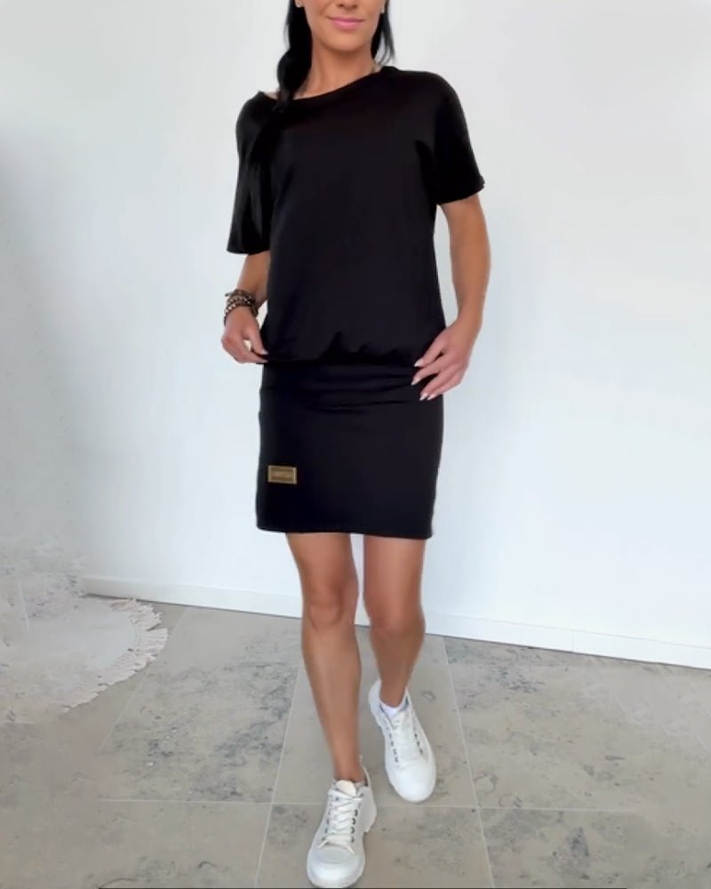 Remi | Oversized Top and Mini Skirt Set with Relaxed Fit and Gold Detail