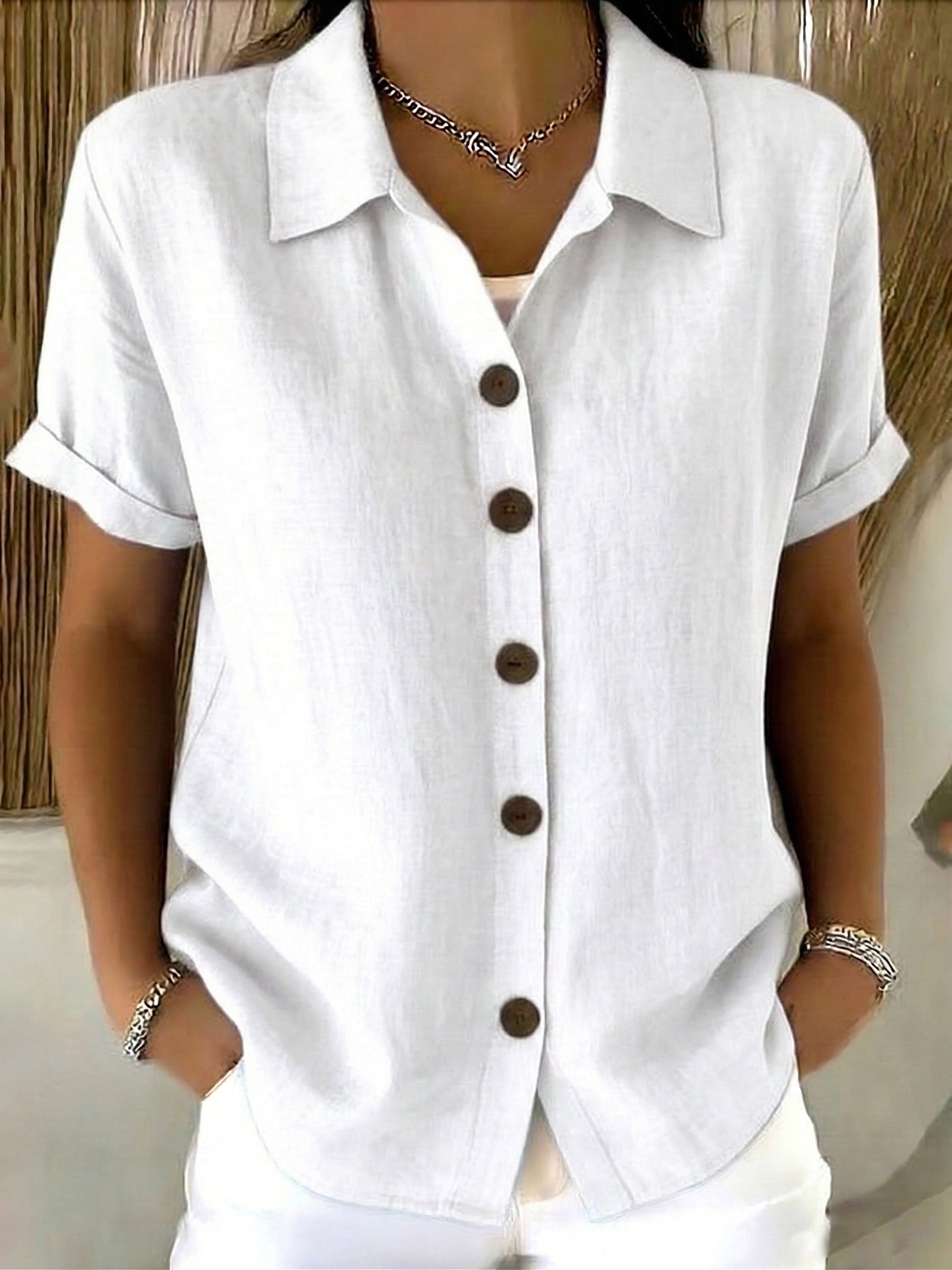 Aya™ | Button-Up Linen & Cotton Shirt