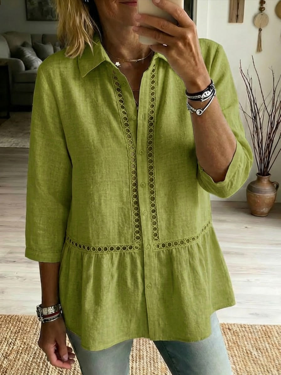 Rania™ | Linen & Cotton Patchwork Shirt