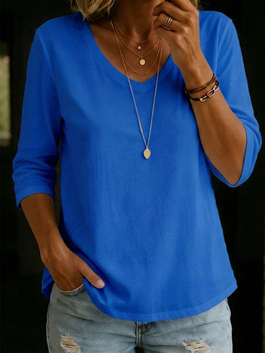 Lina™ | Cotton V-neck T-shirt