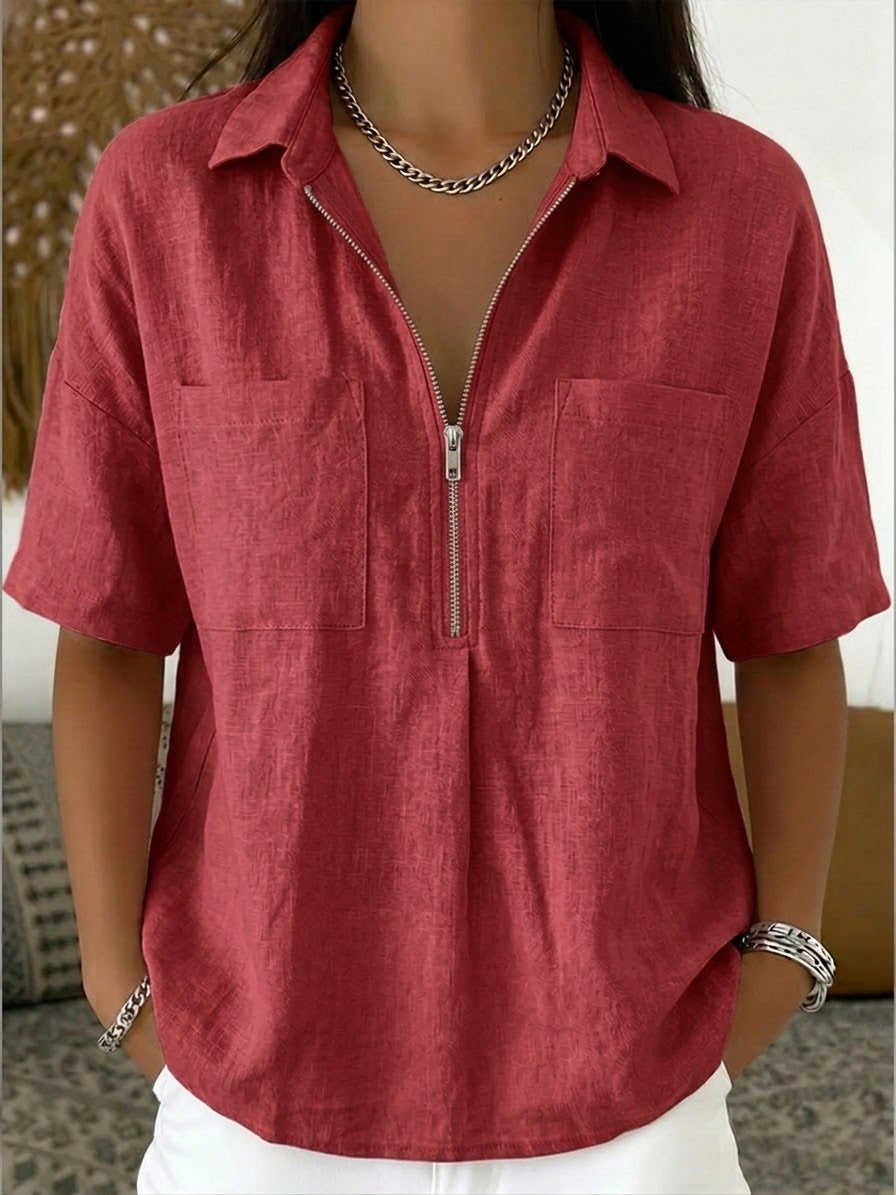 Garance™ | Half-Zip Linen & Cotton Shirt