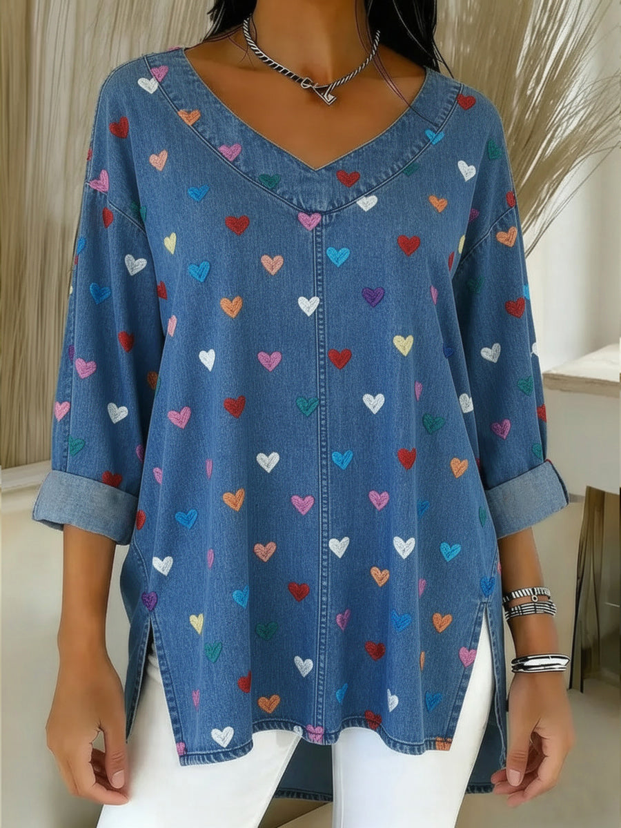 Soraya™ | V-Neck Denim Top