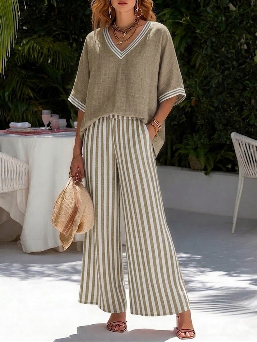 Safa™ | 2-Piece Striped Linen & Cotton Set