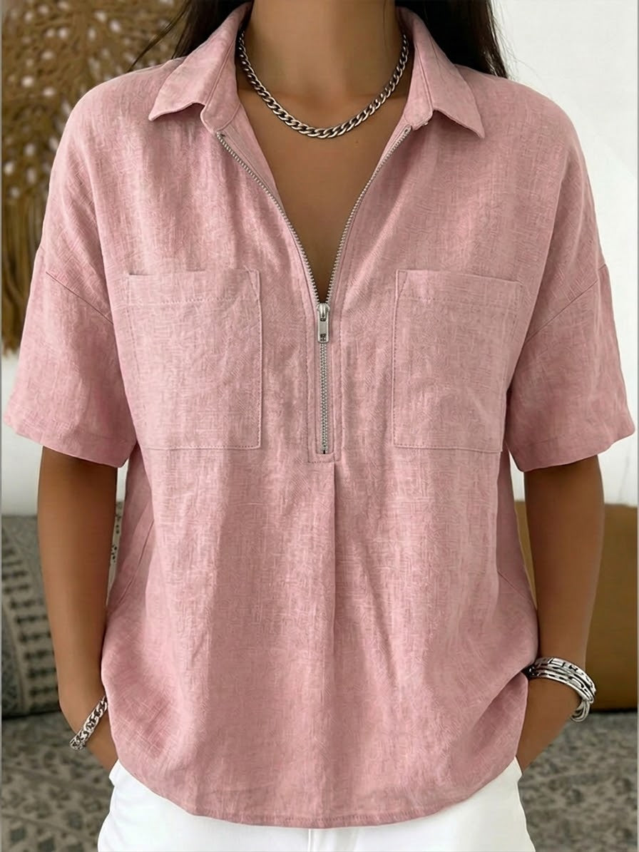 Garance™ | Half-Zip Linen & Cotton Shirt