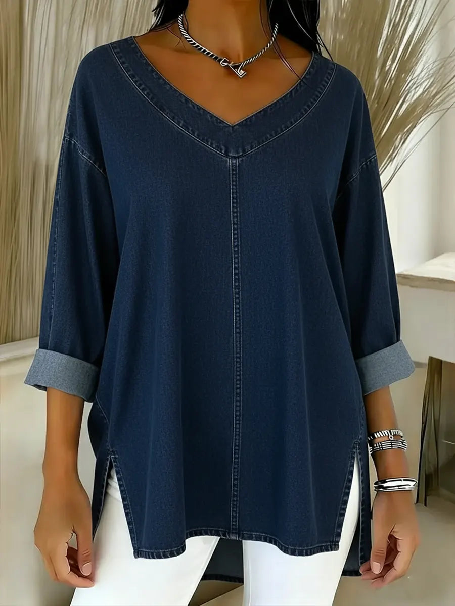 Adele™ | Washed Denim Top