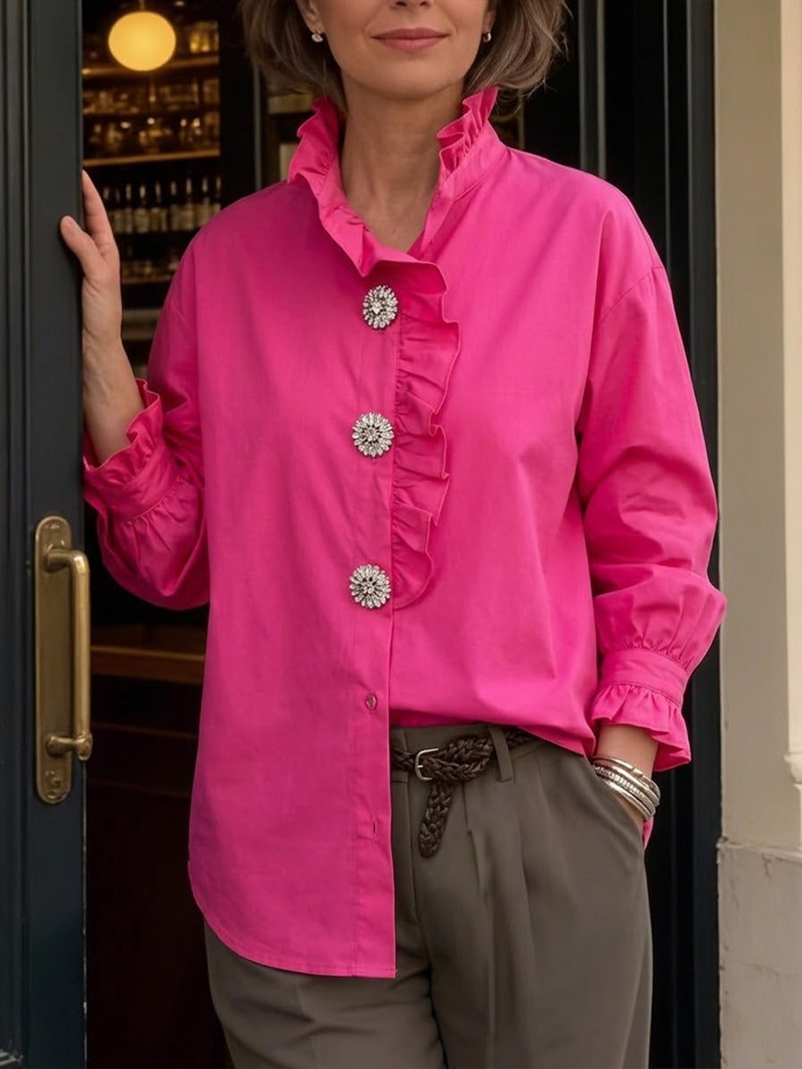 Eva™ | Cotton Ruffled Collar Shirt