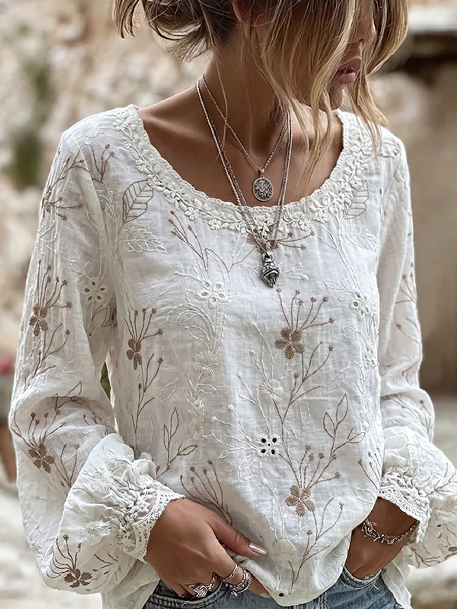 Herbier Doux™ | Top floral vintage in cotton-linen