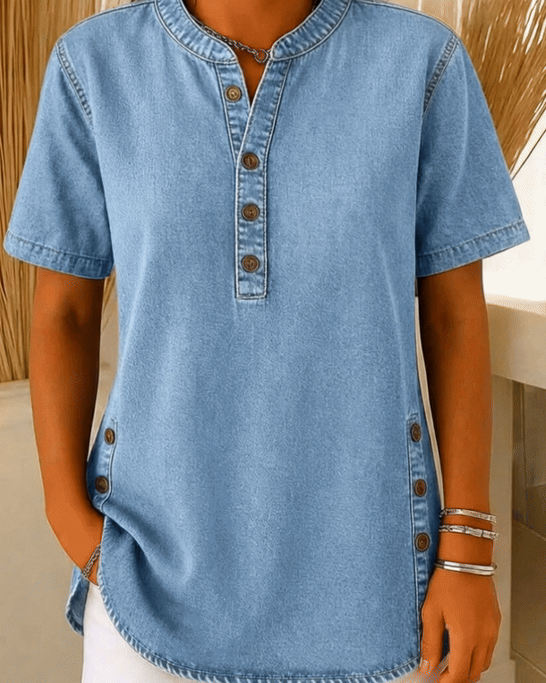 Apolline™ | Cotton Denim Blouse