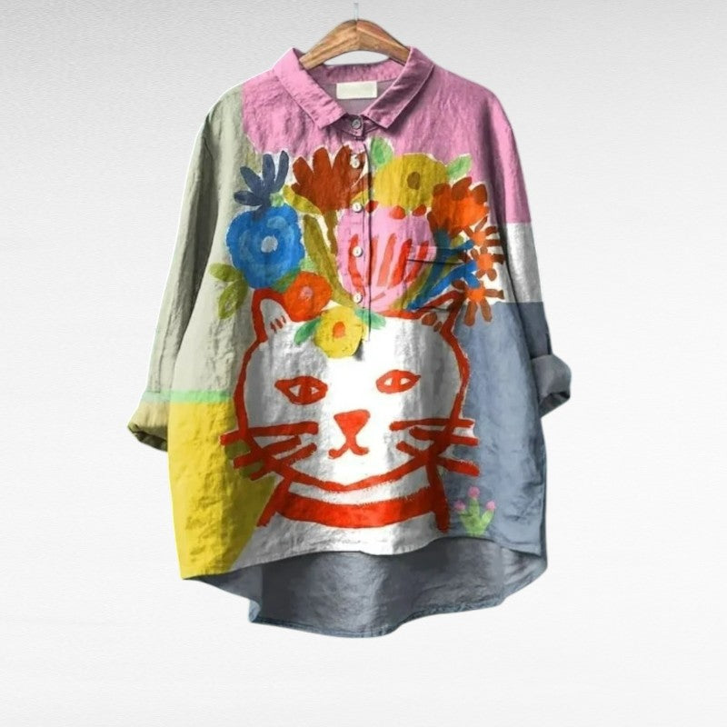 Solene™ | Artistic Cat Blouse