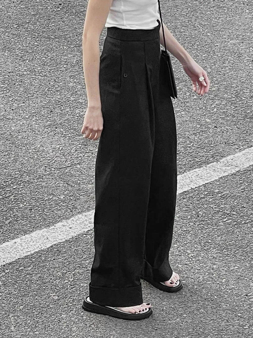Zwarte wijde broek