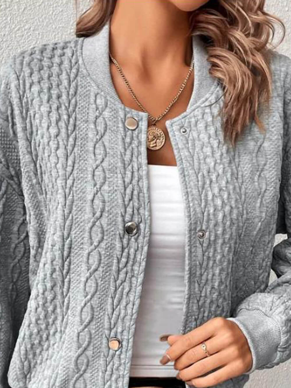 Lockere Baseball Jacke aus Jacquard